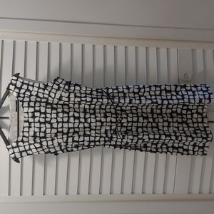 Hugo Boss Black and White Sleeveless Midi Dress